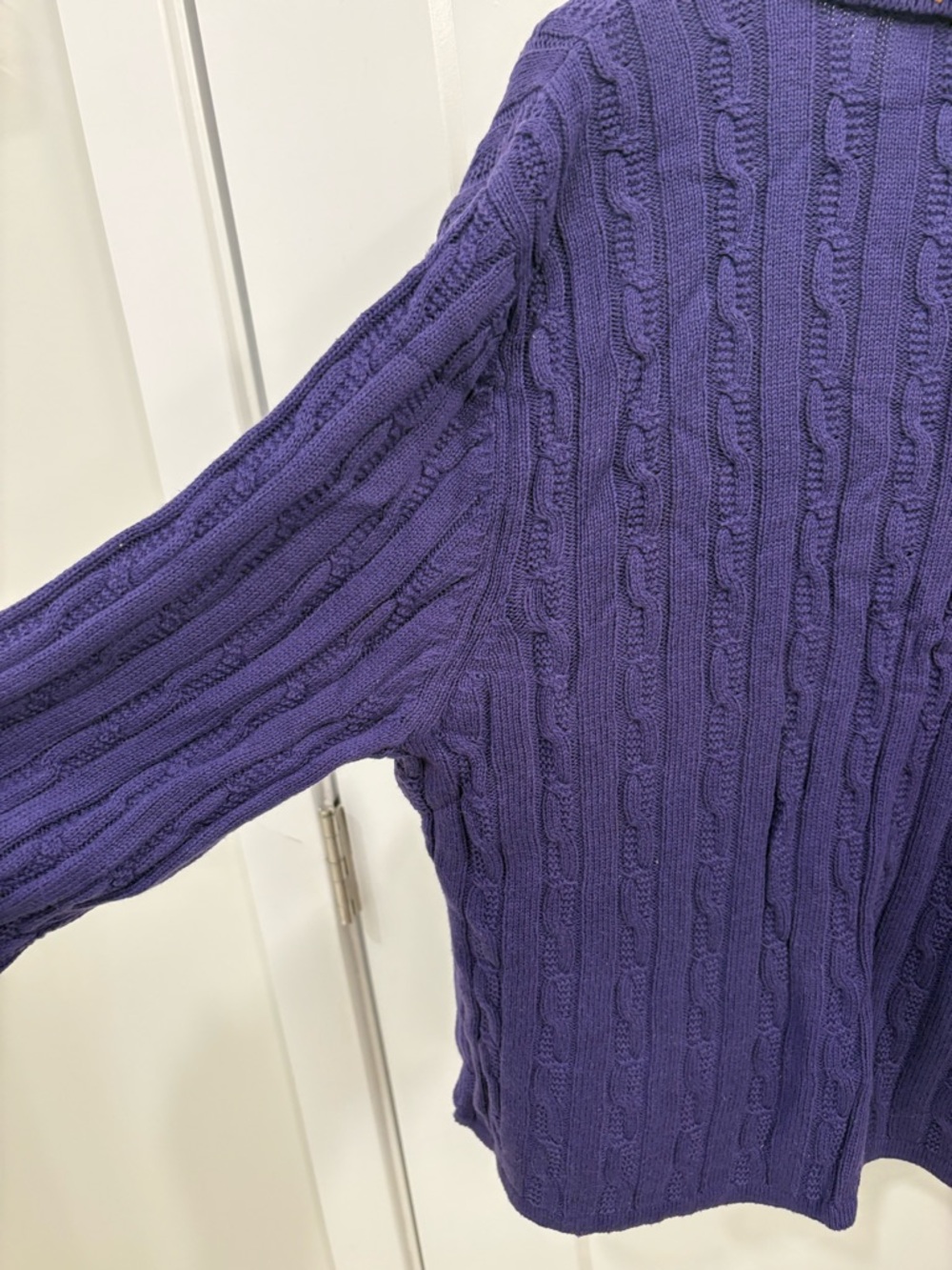Vintage 90s Rod's Western Purple Cotton Cable Knit Equestrian Cardigan Sz Medium - Picture 12 of 13